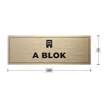 A Blok Yazılı - Metal - Gold Renk - Kapı İsimliği - 20x7 Cm