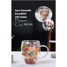 350 Ml Isıya Dayanıklı Borosilikat Çift Çidarlı Flower Cup Bardak Çiçekli Kahve Sunum Bardağı Aeropress