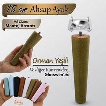 Ahşap Ayak 15 Cm Orman Yeşili M8 Civatalı Bağlantı Aparatlı Dolap Mobilya Koltuk Kanepe Destek Ayağı Ayakları Orman Yeşili