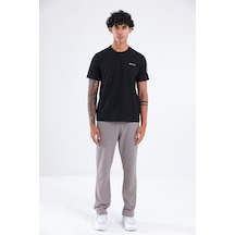 Rowinger Waffle Örgü Dokulu Göğüs Logolu Kolda Mini Cep Detaylı Bisiklet Yaka Erkek Spor T-shirt Siyah