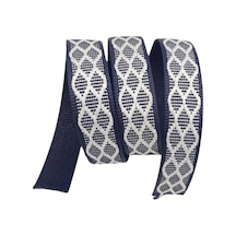 Angel Çanta Aksesuar 3 Cm Polyester Kolon Lacivert Beyaz Simli 1 Metre