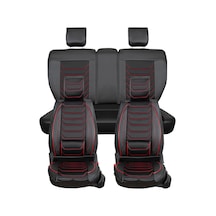 Fiat Egea Cross Uyumlu Lüx Deri Oto Koltuk Kılıfı Ön/arka Set Siyah Kırmızı Fs