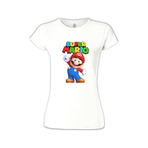 Super Mario - Win Win Beyaz Kadın Tshirt 001