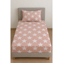 Maki Home %100 Pamuklu Yıldız Desen Temalı Pembe 100x200+50x70 Cm Tek Kişilik Derin Yüksek Kenarlı Lastikli Çarşaf Seti