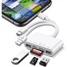 Type-c Usb Lightning Otg Apple iPhone  Uyumlu  Tf Sd Micro Kart Okuyucu Card Çevirici Dönüştürücü Adaptör