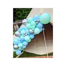 Krom Gümüş Mint Yeşili Ve Makaron Mavi Balon Zinciri 100 Adet A