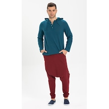 Şile Bezi Kapüşonlu Erkek Sweatshirt Petrol Ptrl