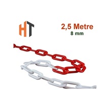 Plastik Zincir Kırmızı-beyaz Kalın 8mm 2,5 Metre