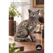 4 Adet Steampunk Kedi Figürü Polyester Dekoratif Heykelcik, Masaüstü Süs, Ev Ofis Aksesuarı, Steampunk Cat Ornament 1