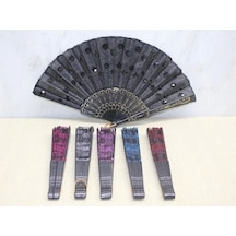 Plastik Pullu Yelpaze Siyah Renk Çok Renkli