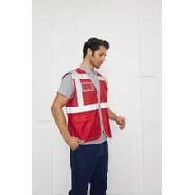 Orange Safety Mühendis Tipi Fileli İkaz Yeleği Kırmızı