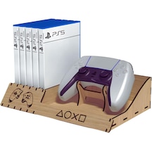 Ps5 Ps4 Oyun Kutusu Standı Ahşap 5 Bölme Ve Joystick Kontroller Tutucu 1 Adet