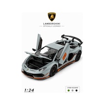 Lisanslı 1:24 Alaşım Lamborghini Aventador Svj Koleksiyonluk Die-cast Metal Araba Gri Çok Renkli