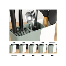 Ayarlanabilir Sürgülü Kaşıklık Bıçaklık Organizer,2-3 Bölmeli Tezgah Üstü Stand Yeşil Diğer