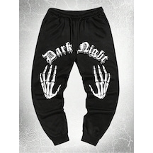 Goth Guys Skeleton Hand Print Eşofman Altı Siyah