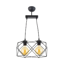 Modern Spor Kare Geometrik Tekli Siyah Metal Sarkıt Avize .