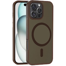 Apple Uyumlu iPhone 16 Pro Kılıf M-safe Şarj Özellikli Mat Arka Yüzey Zore Sio Kapak Kahve