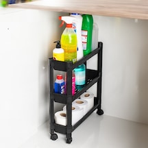 Porsima RAFTY-65-ECO-1 Tekerlekli 3 Katlı Düzenleyici Raf Siyah