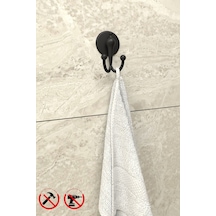 Alper Banyo Lotus Yapışkanlı Siyah Lüx Bornoz Askılık Havluluk Siyah