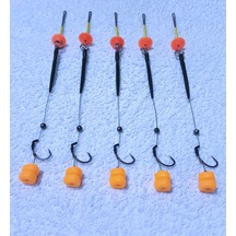 5 Adet Küspe Telli Sazan Rig Takımı Çift Turuncu Esp Mısır'lı