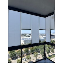 Blind-x Beyaz Plise Katlanır Cam Balkon Perdesi, Ofis Perdesi, Mutfak Perdesi, Salon Perdesi