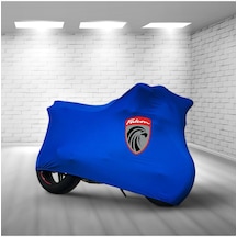 Falcon Leopar 222 Mavi Kumaş Motosiklet Brandası Logo Baskılı Penye Kumaş Motosiklet Branda