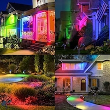 7 Renk Rgb 18 Led Spot Güneş Enerjili Bahçe Aydınlatması, Fotoselli, Aplik, 18w, Su Geçirmez Dış Mekan Solar Lamba, Duvar Ve Zemin Montajı Kırmızı, Yeşil, Mavi,, Mor, Beyaz, Turkuaz .