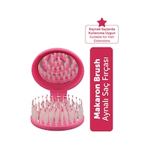 Beauty Makaron Extension Saç Fırçası - Kaynak Saçlara Özel, 3d Esnek, Aynalı, Çanta Boy Pastel Neon Pembe