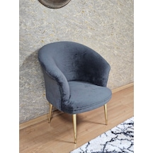Zafir Tekli Teddy Gold Kaplama Sivriltme Ayak Çay Seti Koltuk Tekli Berjer , Balkon, Salon, Ofis Füme