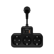 Yüksek Voltaj Korumalı Priz, Duvar Tipi Kısa Kablolu Priz Çoğaltıcı, 3x Soket, 2x Type-c, 1x Usb, 16a, 3680w, 105 0