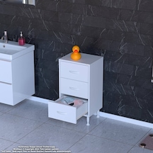 Modilayn Söke 3'lü Çekmece Banyo Dolabı 35x75x32,5 Cm Lik Çok Yönlü Çekmecelerle Daha Düzenli Beyaz