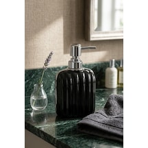 Porselen Çizgili Sıvı Sabunluk 350ml Siyah 48439