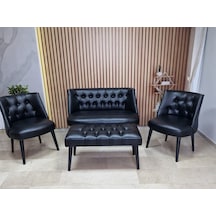 Azra Mobilya Deri Çay Seti Koltuk Takımı+puf Oturma Grubu Cafe Mobilya Ofis-büro Mobilya Balkon Mobilya Siyah