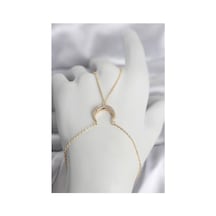 Pirinç Gold Renk Hilal Model Zirkon Taşlı Kadın Şahmeran Tj-sn751 Evimdeyokyok