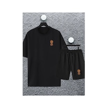 Tarzsokak Macklin Unisex Kadın Erkek Marvel Groot Baskılı Oversize Tshirt Ve Şort Eşofman Takımı Mackli Siyah