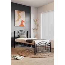 Argimo Belinay Çift Kişilik Ferforje Siyah Metal Karyola 180x200