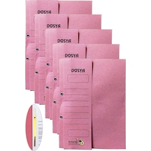 Yarım Kapak Telli Dosya Pembe Karton 5 Adet Karton Yarım Kapaklı Kapsüllü Dosya A4 Boy 24x32 Cm Klasör İçin Büro Ofis