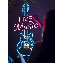 Led Işıklı Müzik Gitar Duvar Tablo