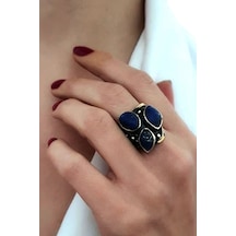 Lapis Taşlı Gümüş El Işi Tasarım Ayarlanabilir Yüzük