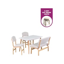 Vilinze Ege Sandalye Ve Bank Avanos Ahşap Mdf Mutfak Masası Takımı - 70x120 Cmtk-avns-70120-nb-ege19n-peri50n-sbeyaz Kırık Beyaz