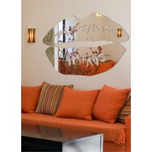 M3 Decorium Dudak Dekoratif Salon Koridor Makyaj Duvar Aynası Gümüş