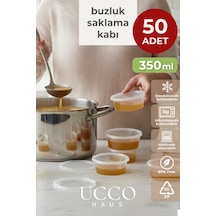 50 Adet 350 Ml Sızdırmaz Kapaklı Sosluk Buzluk Saklama Kabı, Et Suyu, Kemik Suyu Mutfak Organizeri Şeffaf