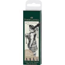 Faber-Castell Pitt Artist Pen Çizim Kalemi Seti, 4’lü (1,5, C, B, FM Uç),Suya ve Solmaya Dayanıklı,Kalıcı Mürekkep