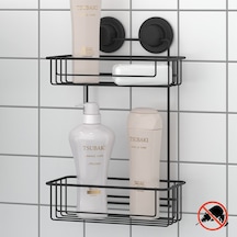 Teknotel Vakumlu Iki Katlı Banyo Rafı Mat Siyah Dm256 Siyah