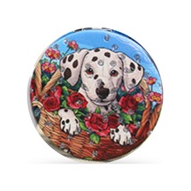 Büro Ev Ofis Kişisel Hediyesi İçin 7cm Yuvarlak Köpek Tasarım Taşlı İnce El Aynası Çok Renkli