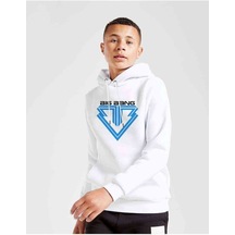 Tshirthane Kpop Bigbang Logo Baskılı Unisex Çocuk Kapüşonlu Beyaz Sweatshirt Beyaz