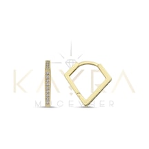 Geometri Taşlı Altın Küpe Ahk108