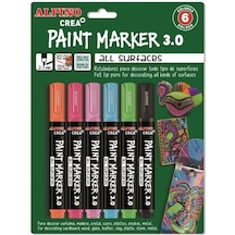 Alpino Crea+ Paint Marker 3.0 Tüm Yüzeyler için Boyama Markörü 6'lı