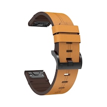 Caseonn Garmin Fenix 7x Sapphire Solar Kordon Quickfit Klasik Deri Yedek Kayış Taba