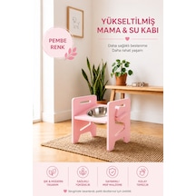 Açı Ve Yükseklik Ayarlı Ergonomik Kedi Mama Kabı- Köpek Mama Kabı Ayarlanabilir Pembe